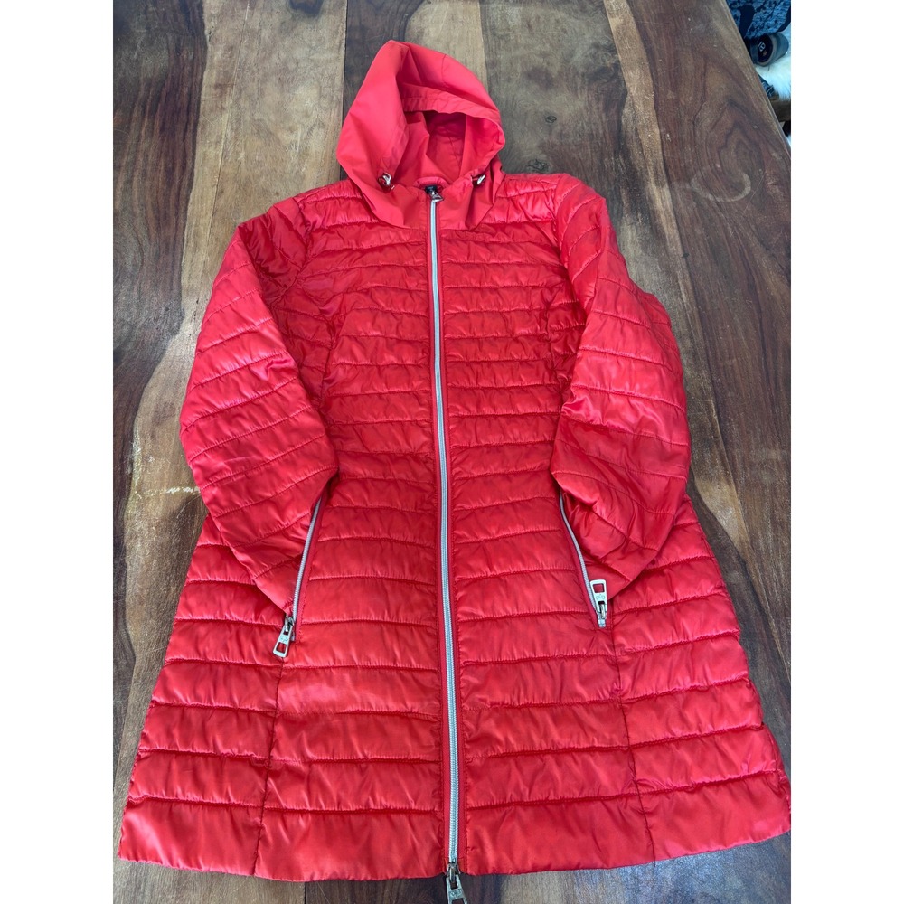 ARCTIC EXPEDITION puffer coat women XS red hooded lightweight quilted jacket